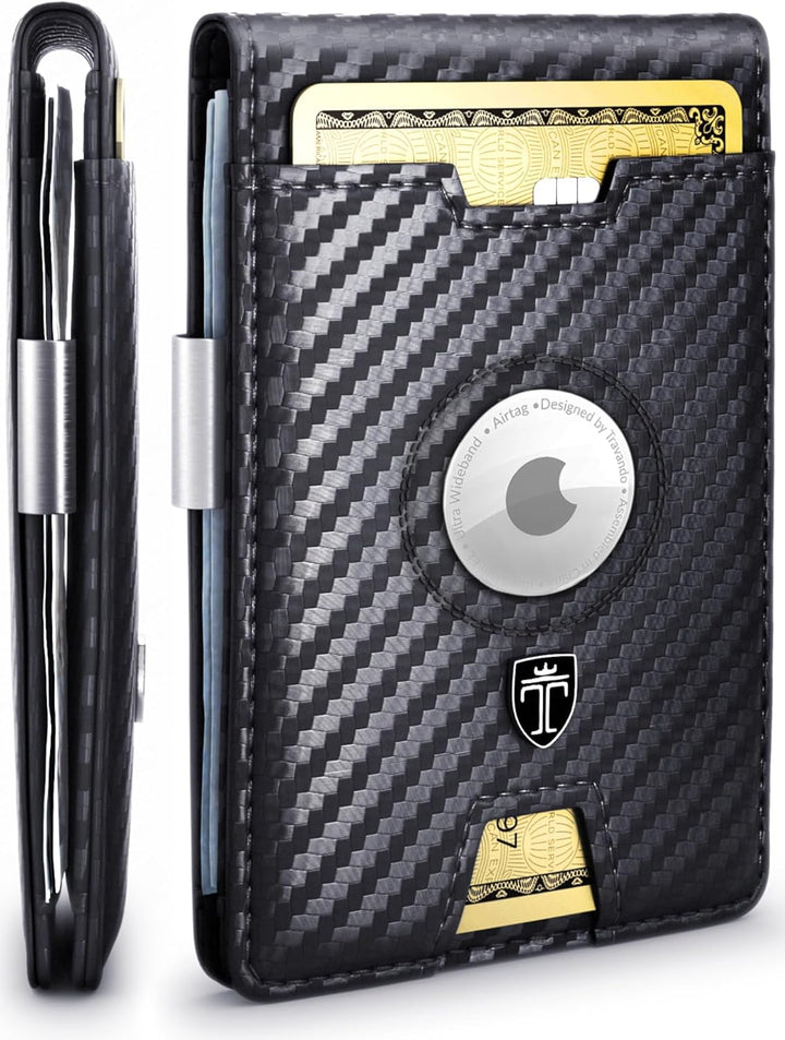 TRAVANDO AirTag* - Cartera para hombre con clip para dinero, tarjet...