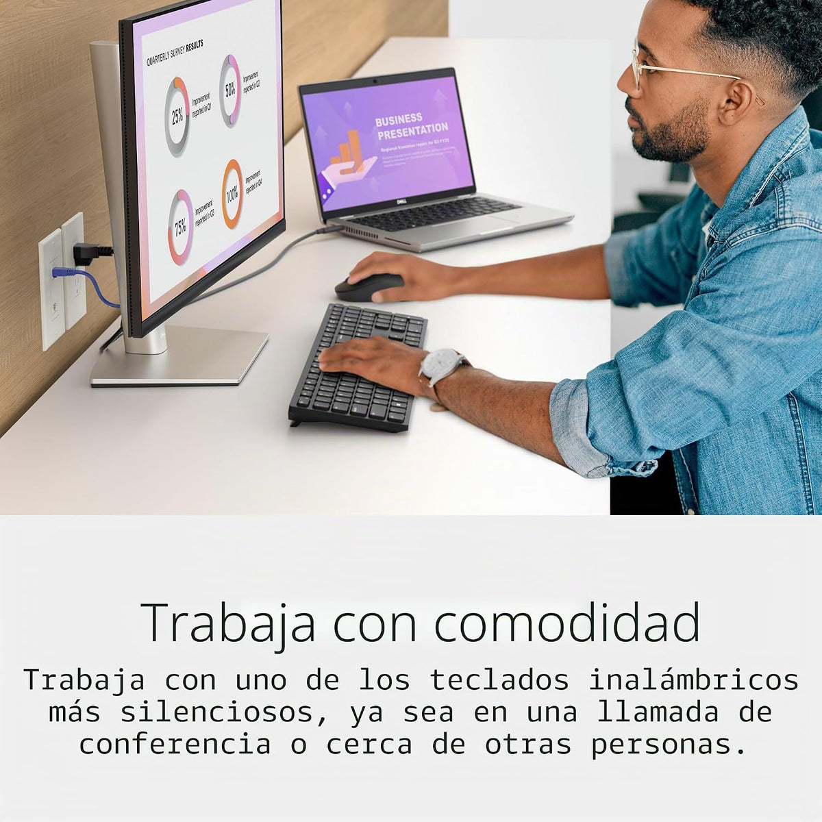 Dell Teclado y mouse inalámbricos avanzados - KM520 - Inalámbrico,...
