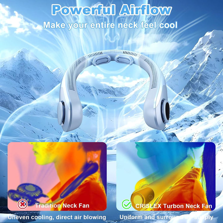 Ventilador de cuello portátil que sopla aire frío, pantalla LED, ve...