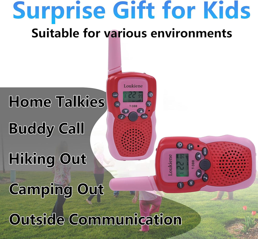 LOUKIENE Walkie Talkies para niños de 22 canales de radio de 2 vías...