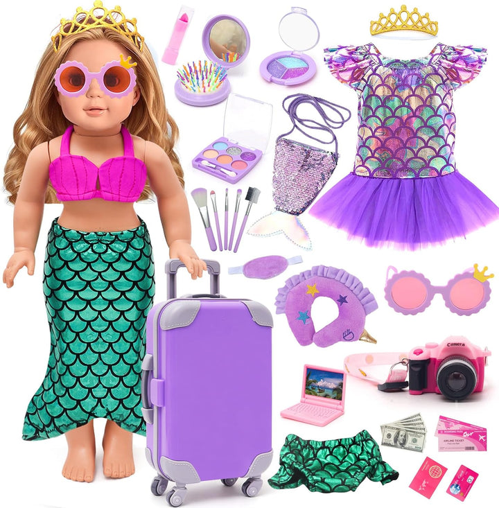 HAPGFS American - Accesorios de maquillaje para muñeca de 18 pulgad...