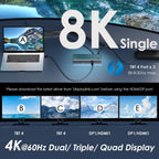 WAVLINK Base Thunderbolt 4 con carga de 100 W, estación de acoplamiento Displaylink Monitor Quad 4K @60Hz, 3 puertos Thunderbolt 4, Ethernet 2.5G, Base Thunderbolt para Mac M1-M4 y PC, controlador