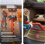 Step2 Big Builders Pro Workshop para niños, banco de herramientas para interiores y exteriores, juego interactivo con sonidos, incluye kit de accesorios de juguete de 45 piezas, hecho de plástico duradero, para niños pequeños de 3 años en adelante