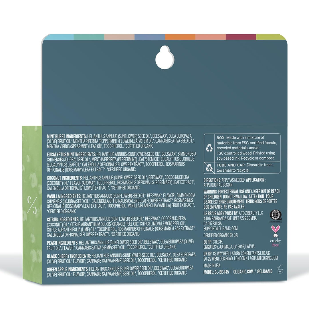 Cliganic Set de bálsamo labial orgánico (Frescos seleccionados, 8 s...