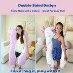 Axolotl - Almohada corporal para niños, 47 pulgadas, almohada de felpa suave de felpa larga en forma de U para niños, dormir, leer, TDAH y necesidades especiales, comodidad, ansiedad, funda lavable, acurrucarse divertido para niños y niñas