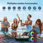 Máquina de karaoke para adultos y niños, luces LED coloridas, altavoz Bluetooth portátil con 1 micrófono con cable, soporte TWS/TF/USB/AUX para escenario de fiesta en casa, al aire libre, regalos de Navidad, al aire libre