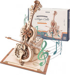 ROKR Rompecabezas de madera 3D para adultos, kits de caja de música de madera, kits de modelo de madera de violonchelo para adultos, proyectos de tallo para adolescentes, regalos de cumpleaños, pasatiempos para mujeres y hombres
