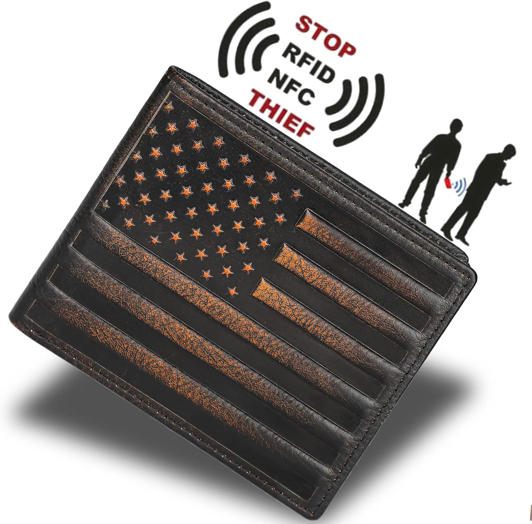 DK86 Cartera de cuero genuino para hombre, billetera biplegable con...