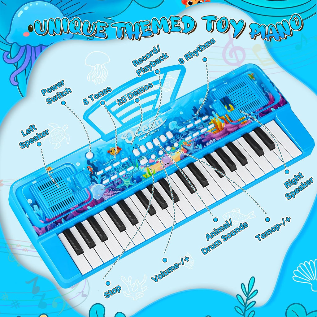 Teclado De Piano De 37 Teclas Para Niños Con Micrófono Soporte De Música