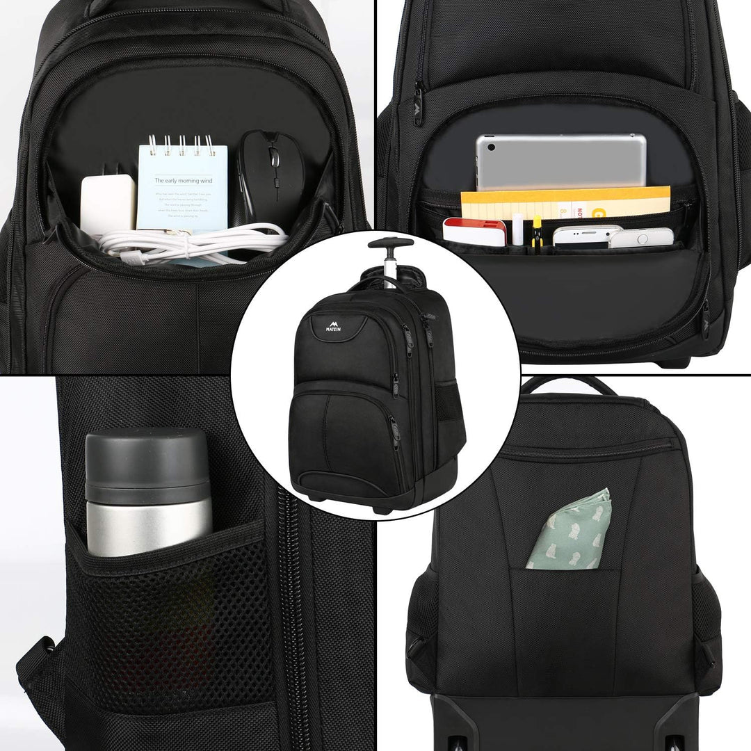 MATEIN - Mochila con ruedas, mochila para laptop de 17 pulgadas res...
