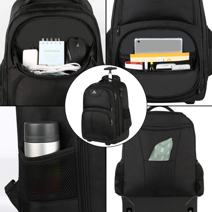 MATEIN - Mochila con ruedas, mochila para laptop de 17 pulgadas res...