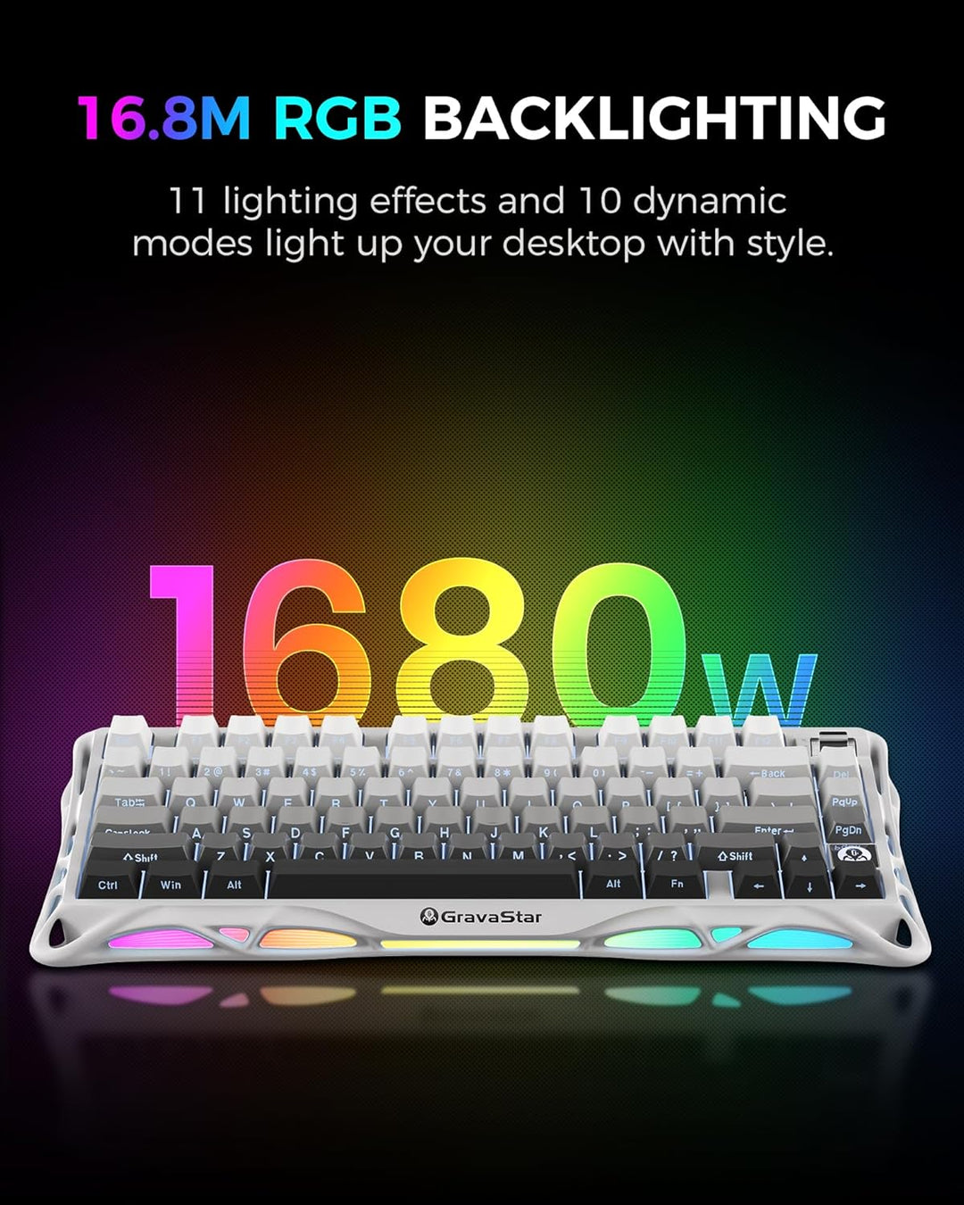GravaStar Teclado mecánico inalámbrico Mercury K1 75% para juegos,...