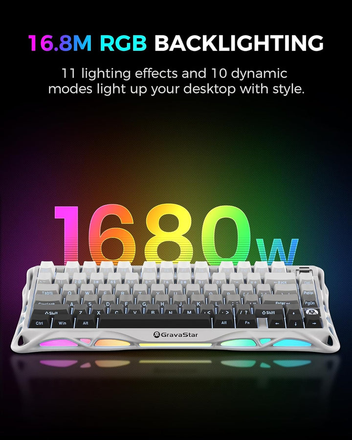 GravaStar Teclado mecánico inalámbrico Mercury K1 75% para juegos,...