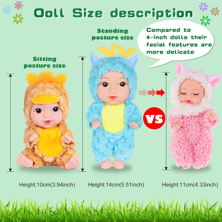 dollbie Paquete de 6 muñecas de bebé de 5 pulgadas, mini figuras de...