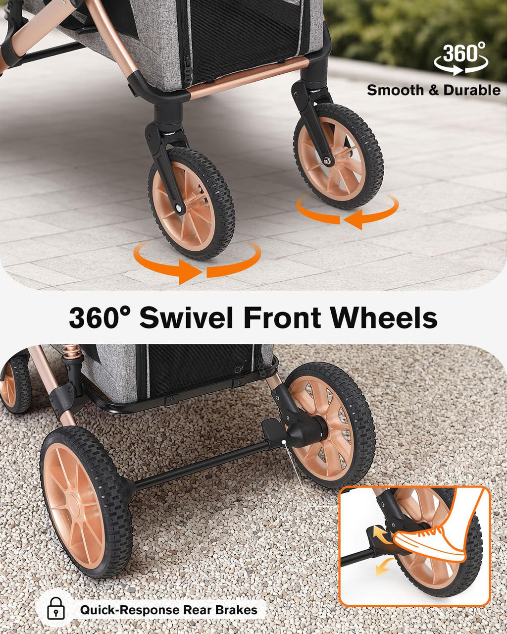 Cochecito doble para mascotas con 2 transportadores desmontables