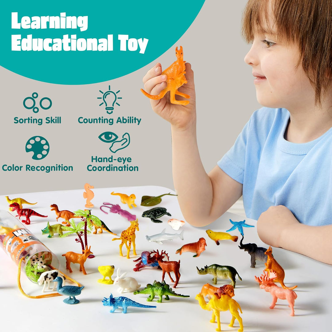 JOYIN 69 figuras de animales pequeños, mini juego de juguetes de se...