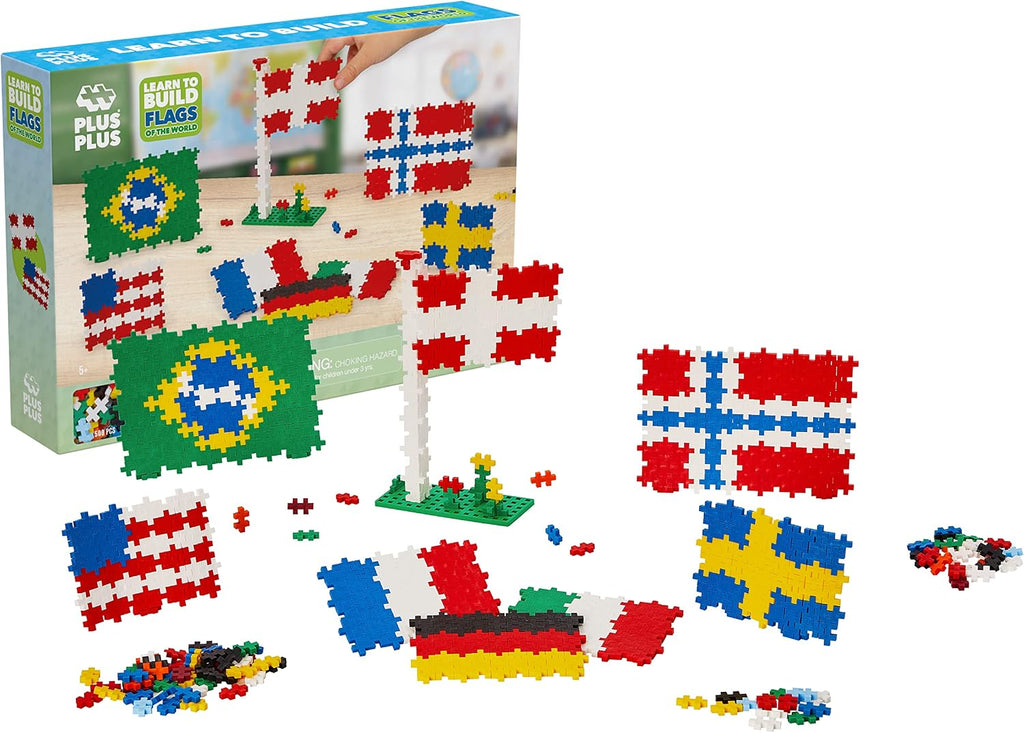 PLUS PLUS Aprende a Construir, Banderas del Mundo - Juego de bloques de