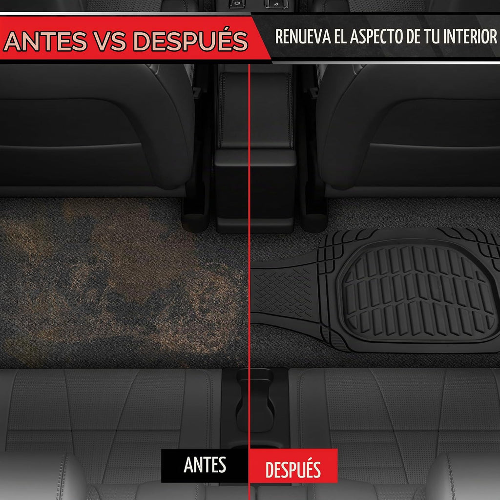 Motor Trend Premium FlexTough Alfombrillas de piso de goma para la parte trasera, alfombrillas universales de alta resistencia para todo tipo de clima, con ajuste personalizado para coches, sedanes