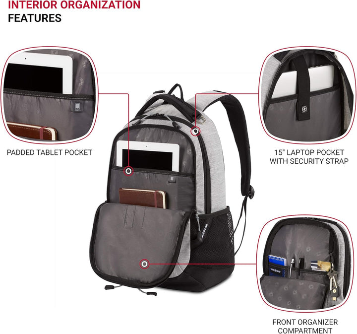 SwissGear - Mochila para laptop Cecil 5505, Gris jaspeado