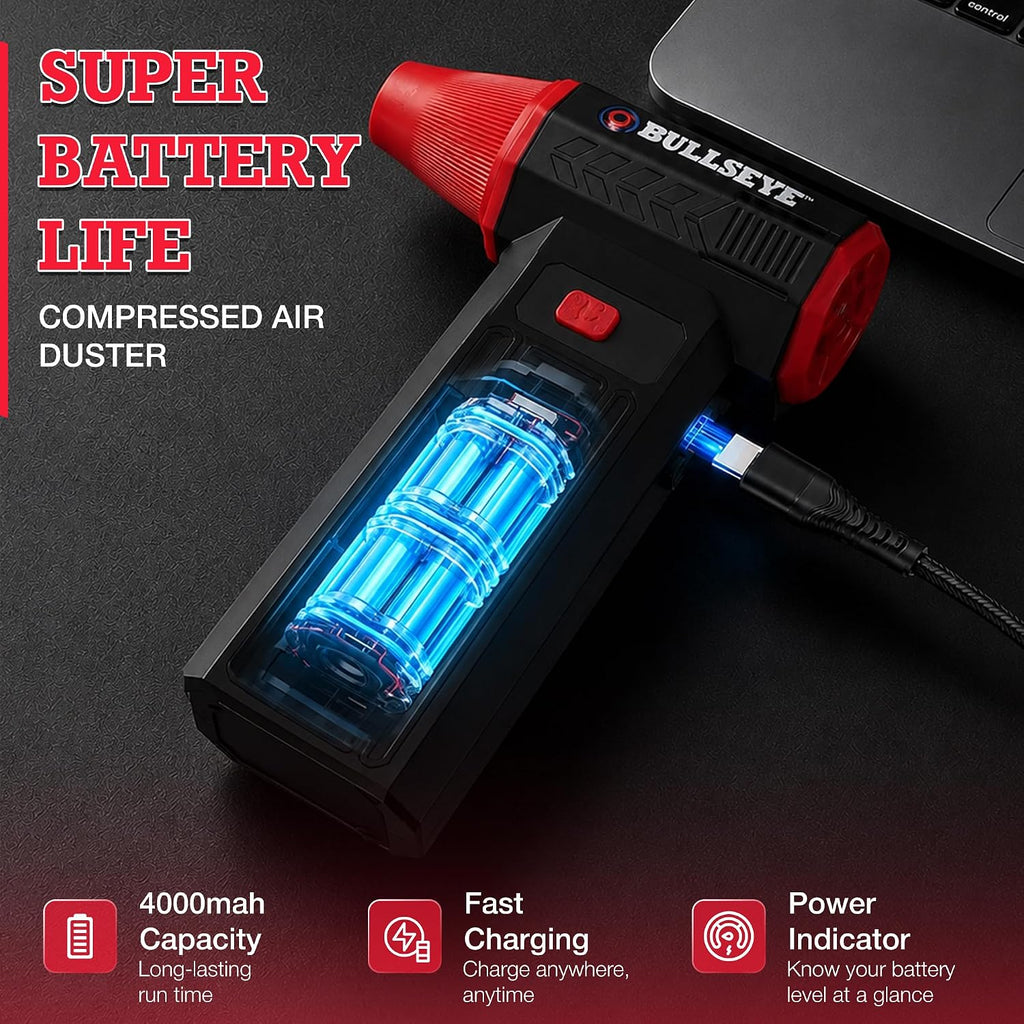 Bullseye Air Blaster - Plumero de aire y soplador, 4 boquillas, como se ve