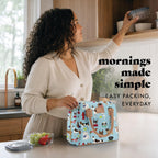 Fit & Fresh Bolsa de almuerzo aislada para mujer, caja grande a prueba de fugas y resistente a las manchas con contenedores, cierre de cremallera, Bloomington, tema de perros