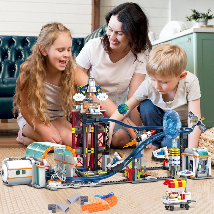 HOGOKIDS Juguete de construcción de montaña rusa espacial