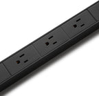 Amazon Basics Regleta protectora de sobretensiones, 12 tomas, resistente, metal, 600 julios, cable de extensión de 6 pies, amplio espaciado, montable, negro