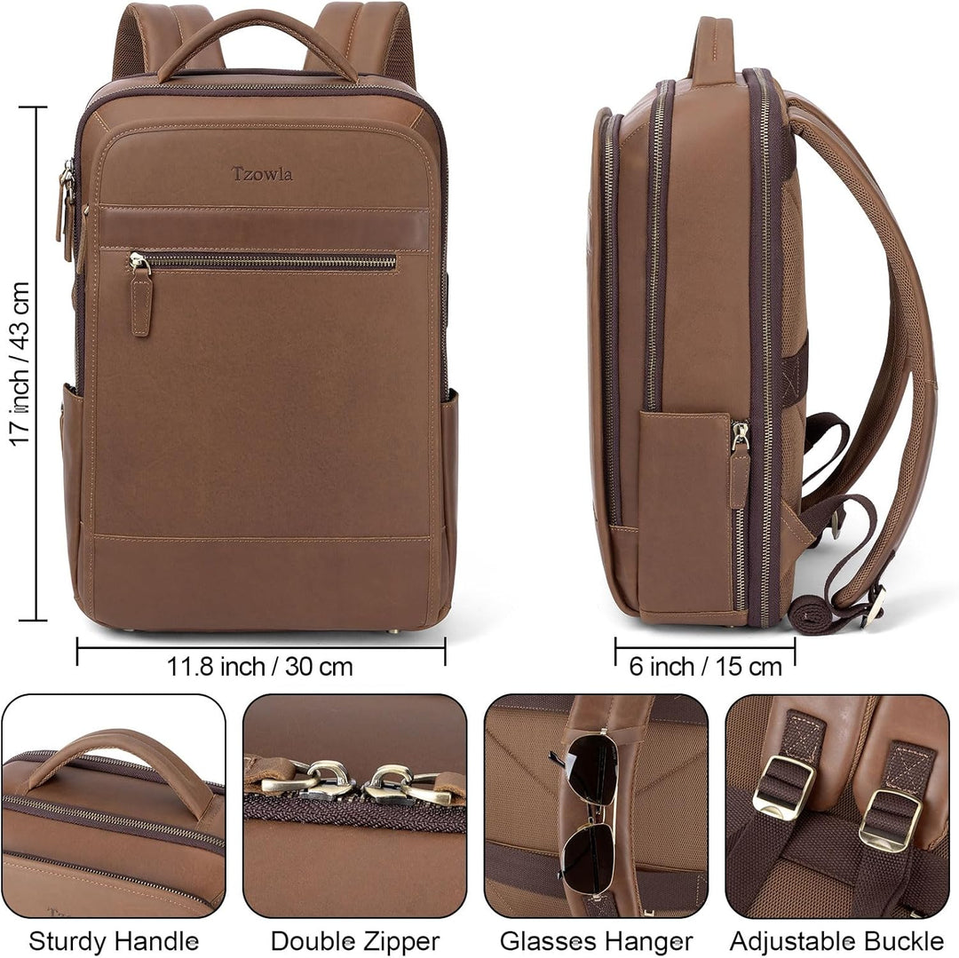 Tzowla Mochila de cuero para laptop, bolsa para hombres y mujeres,...