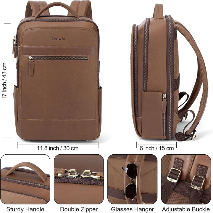 Tzowla Mochila de cuero para laptop, bolsa para hombres y mujeres,...