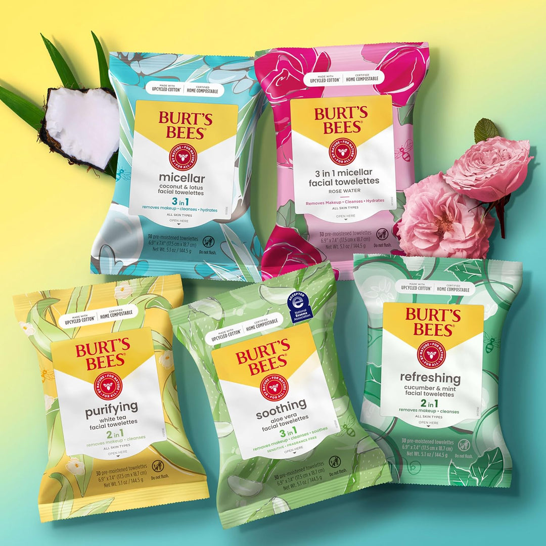 Burt's Bees Rellenos para calcetines, Toallitas faciales de pep...