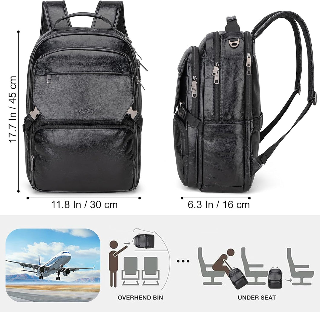 Tzowla Mochila de cuero para laptop, bolsa para hombres y mujeres,...