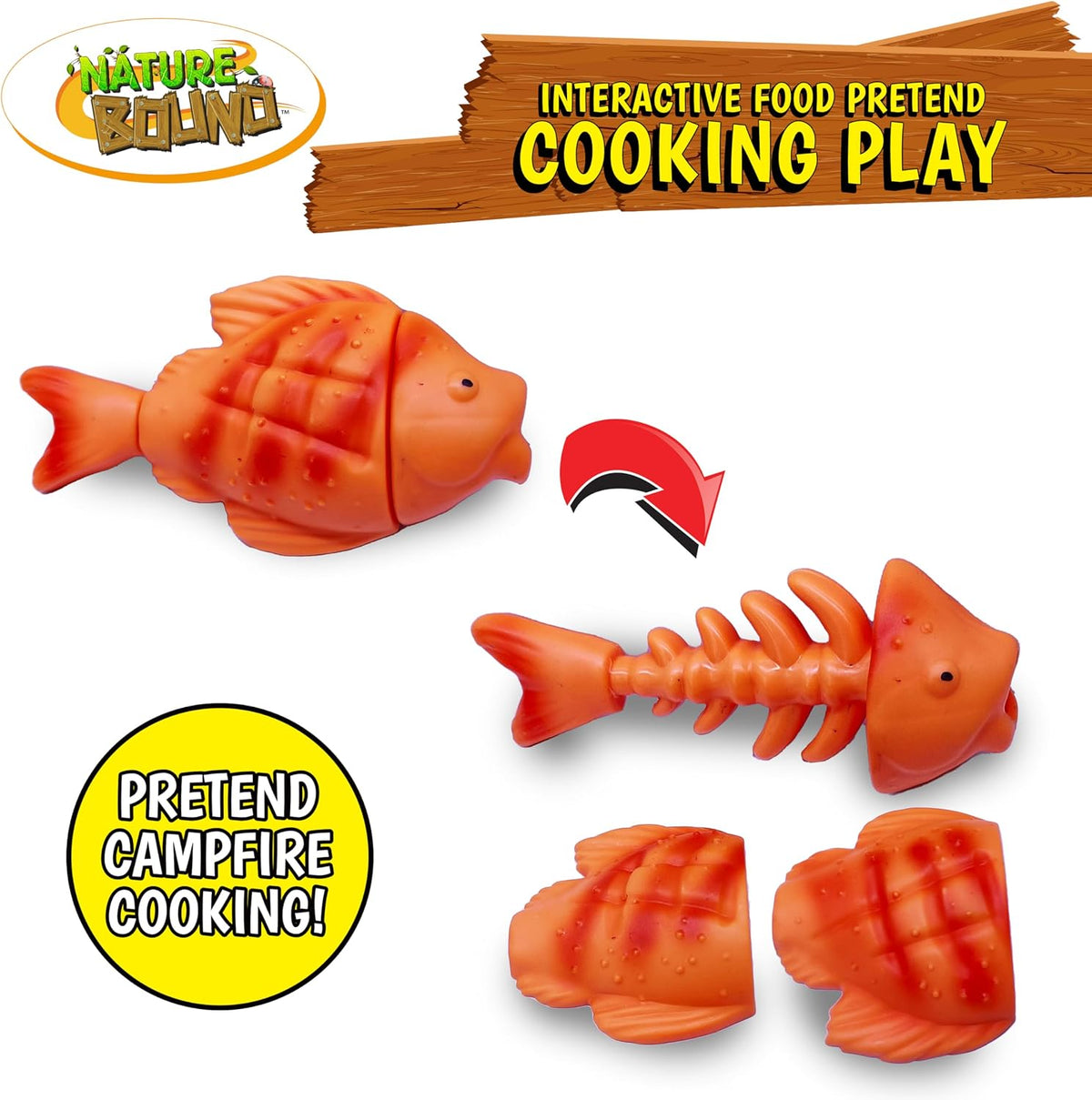 Nature Bound Kids Camping Playset - Juego de camping para niños con fogata iluminada - Set de juguete para aventuras en interiores y exteriores - Finge hacer s'mores, linterna y accesorios de camping (Caja de regalo)