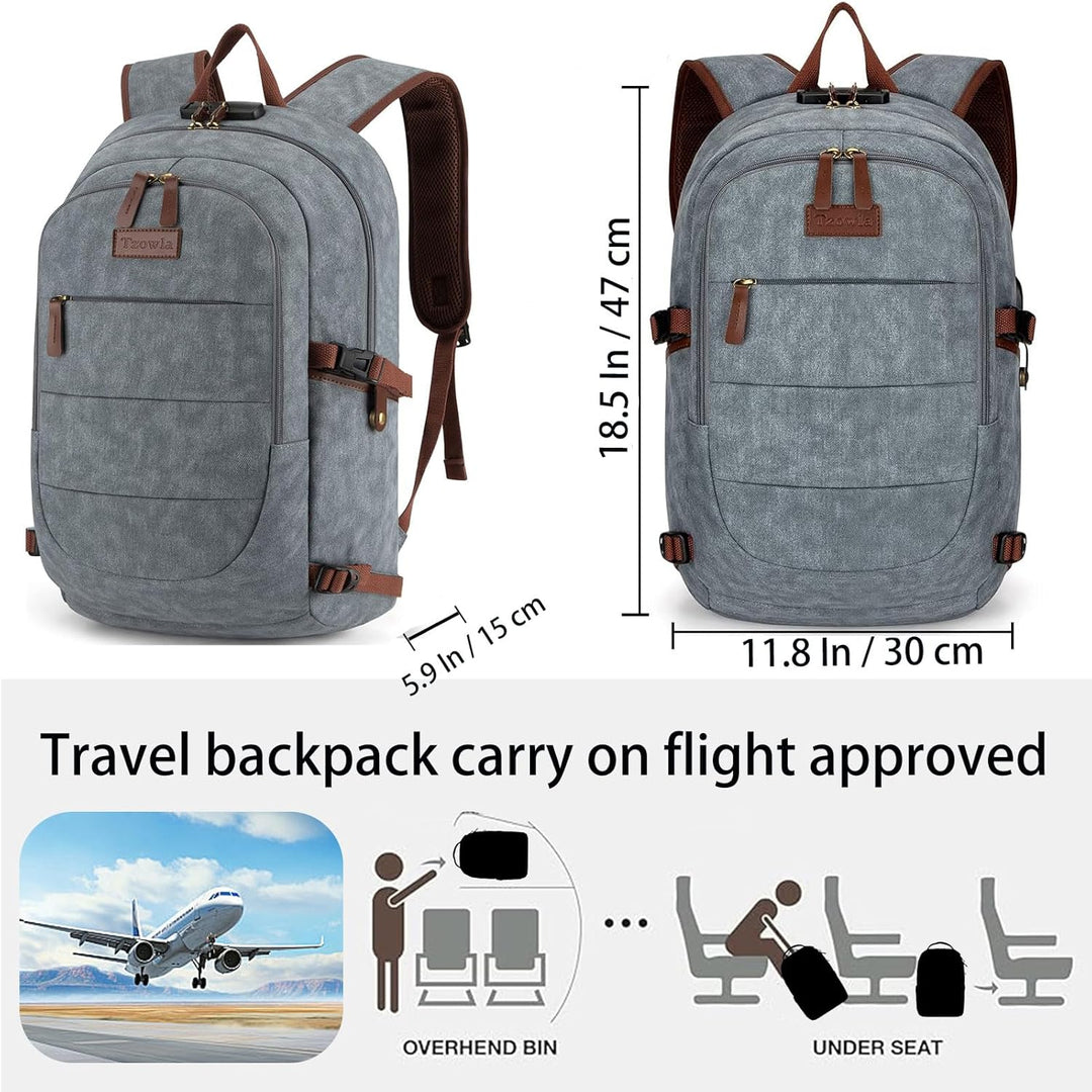 Mochila de lona para laptop, bolsa antirrobo para hombres y mujeres...