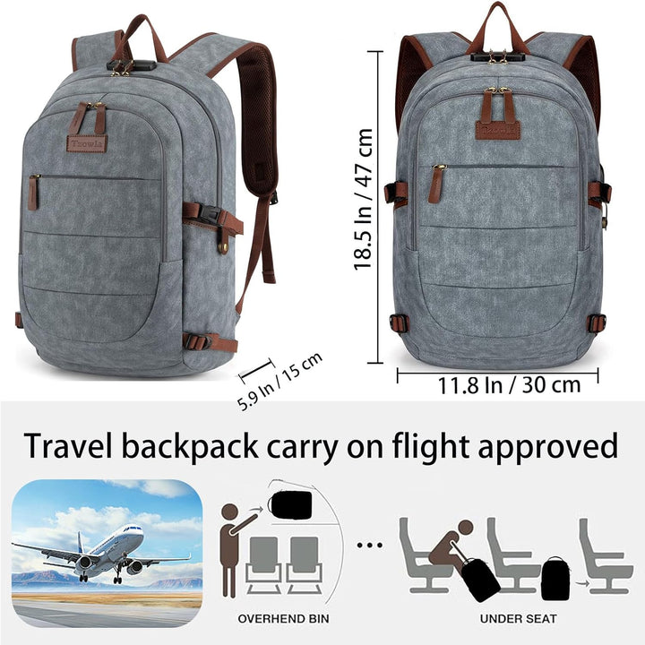 Mochila de lona para laptop, bolsa antirrobo para hombres y mujeres...