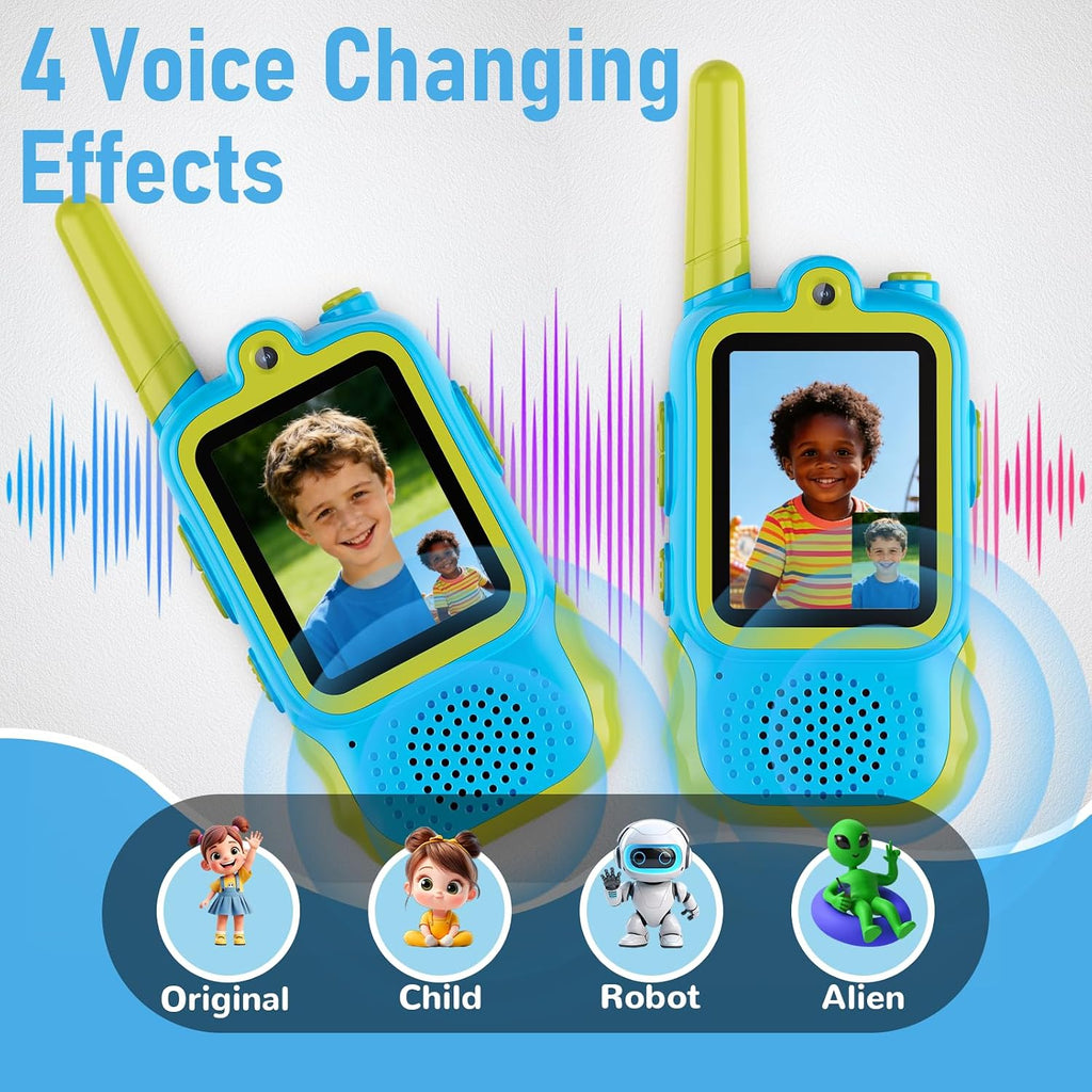 Startcan Walkie Talkies de video para niños, paquete de 2 juguetes recargables de videollamada, juguetes para interiores y exteriores, regalos de cumpleaños de Navidad para niños de 3 a 8 años en