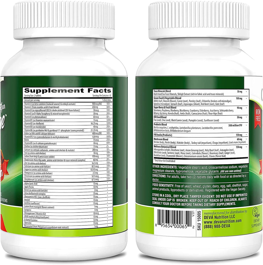 DEVA Tuba Prime - Suplemento dietético multivitamínico vegano de al...