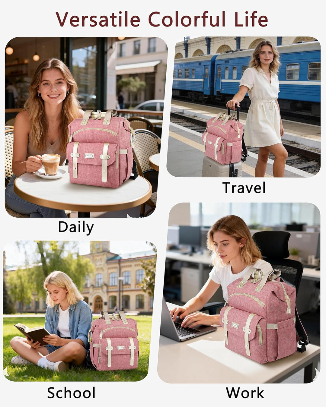 FALANKO Mochila para portátil para mujer, mochila grande para compu...