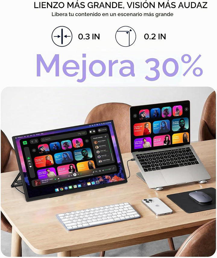 UPERFECT Monitor portátil 4K 60Hz 18.5", 145% sRGB QLED monitor...