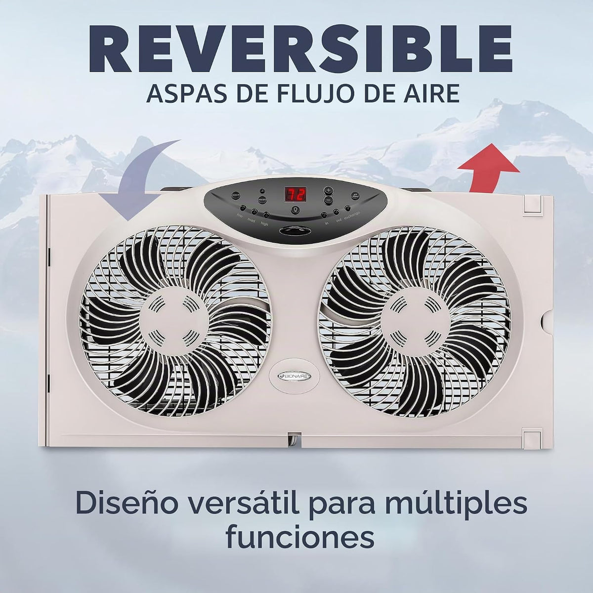 Bionaire Ventilador de Ventana con Aspas de Flujo de Aire Reversibl...