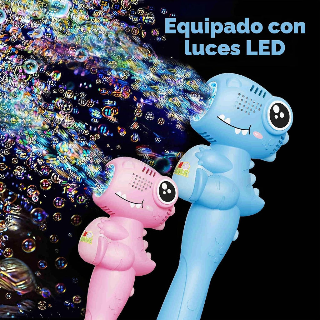 Paquete de 4 varitas automáticas de burbujas para niños, máquina de burbujas de dinosaurio con batería recargable, juguetes para interiores y exteriores, para niños y niñas de 3 a 8 años