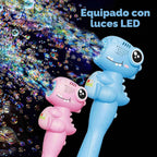 Paquete de 4 varitas automáticas de burbujas para niños, máquina de burbujas de dinosaurio con batería recargable, juguetes para interiores y exteriores, para niños y niñas de 3 a 8 años