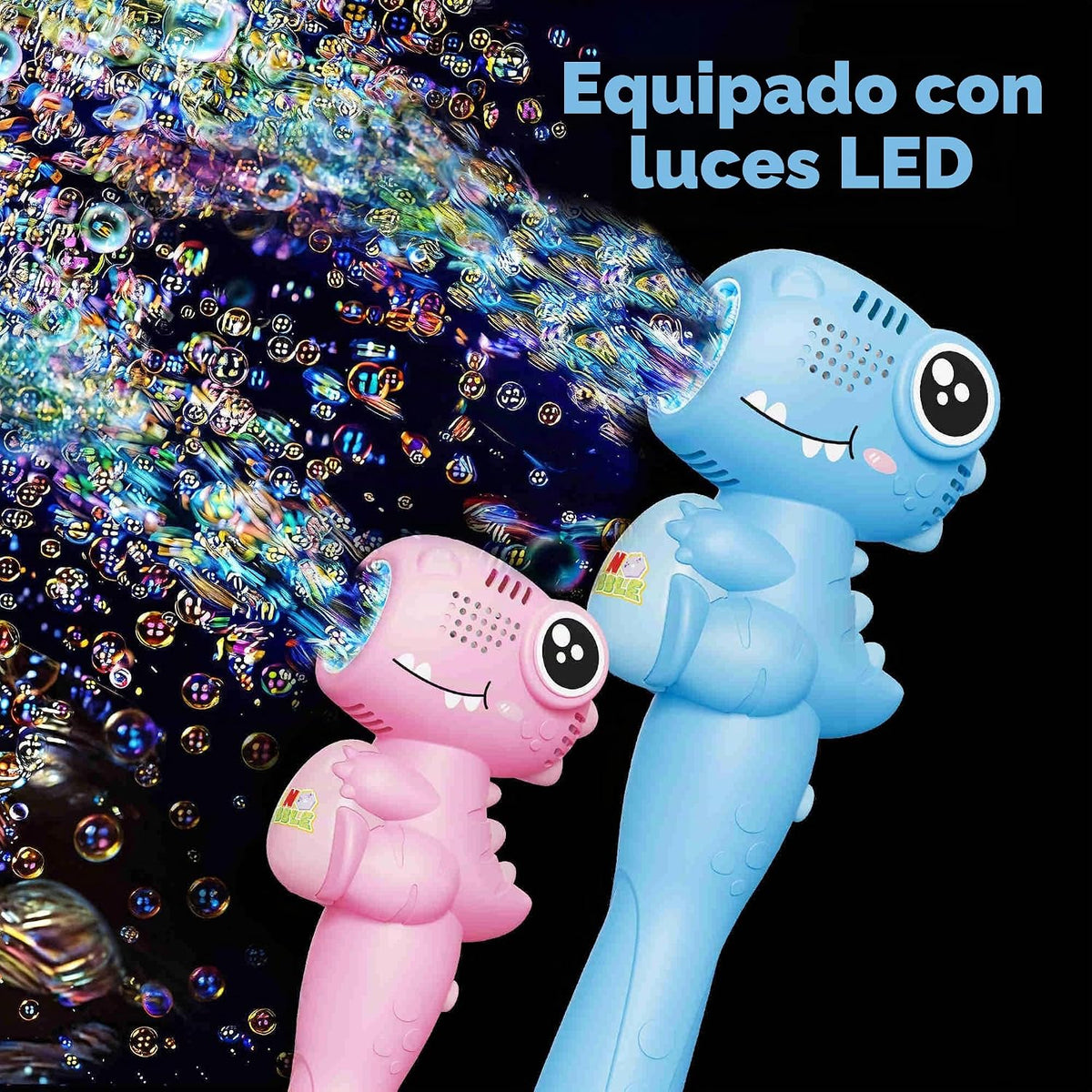 Paquete de 4 varitas automáticas de burbujas para niños, máquina de burbujas de dinosaurio con batería recargable, juguetes para interiores y exteriores, para niños y niñas de 3 a 8 años