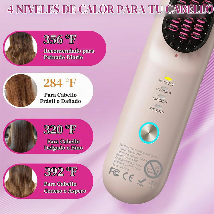 Go Brush Pro, GEVOODIX - Peine alisador inalámbrico \u2013 Cepillo...