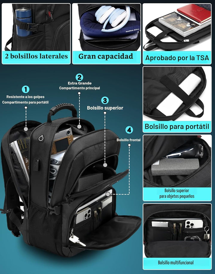 ProEtrade Mochila de viaje extra grande para portátil, antirrobo, p...