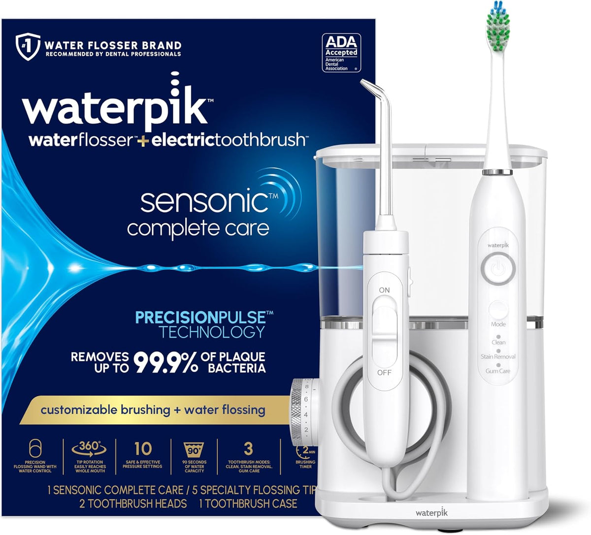 Waterpik Sensonic Complete Care - Combo de hilo dental y cepillo de dientes eléctrico