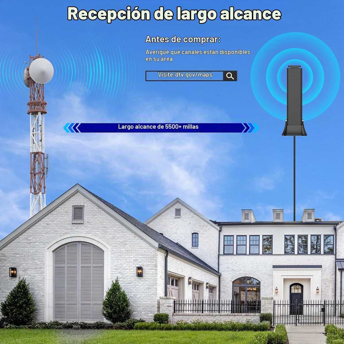 Antena de TV 2026 para canales locales, antena de TV para Smart TV 5500+
