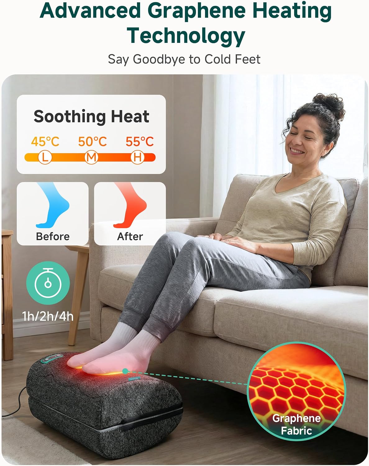 Lámpara Snailax Reposapiés ergonómico debajo del escritorio con calor, vibración y