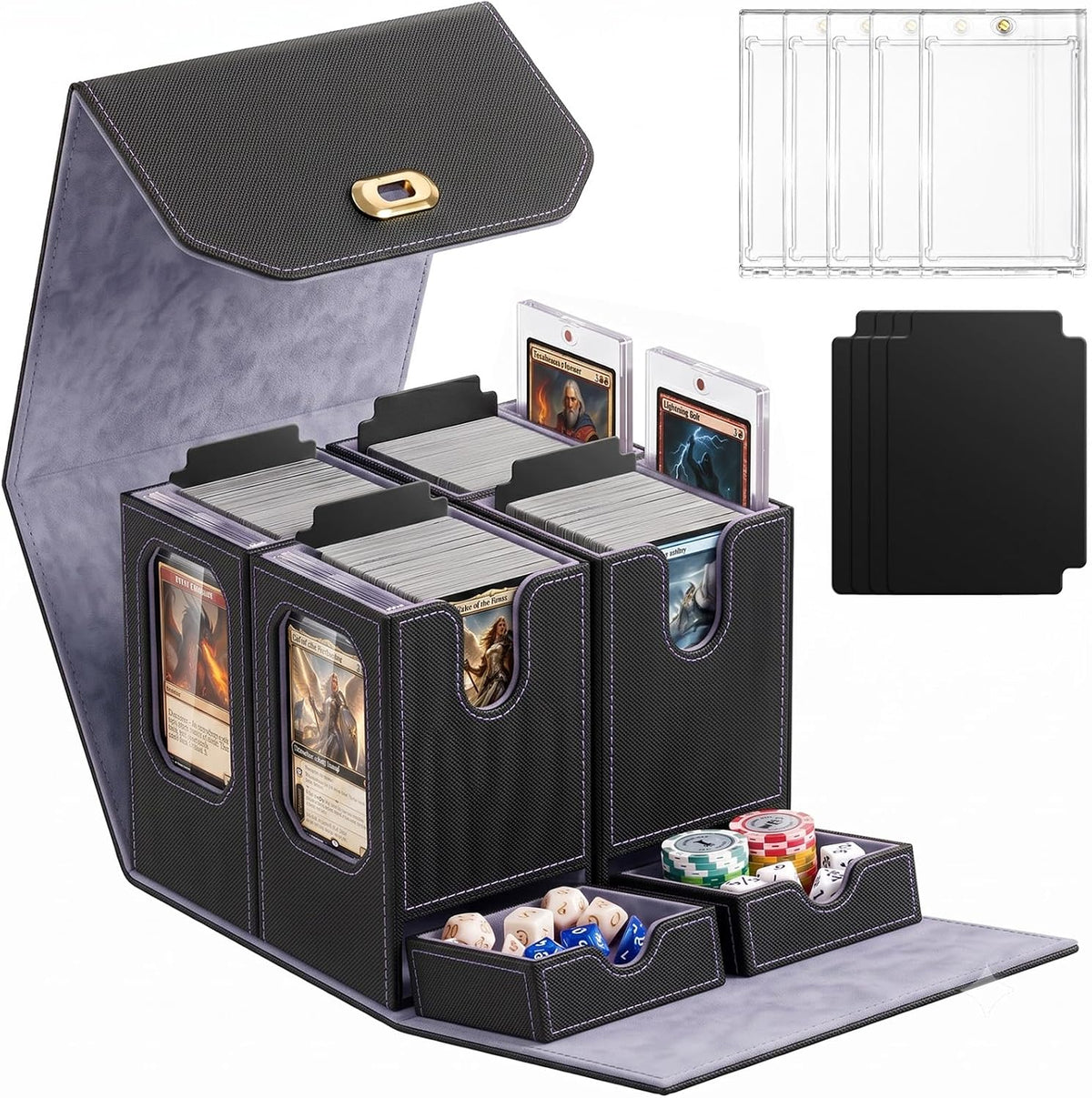 MTG Commander - Caja de almacenamiento de 4 tarjetas con asa