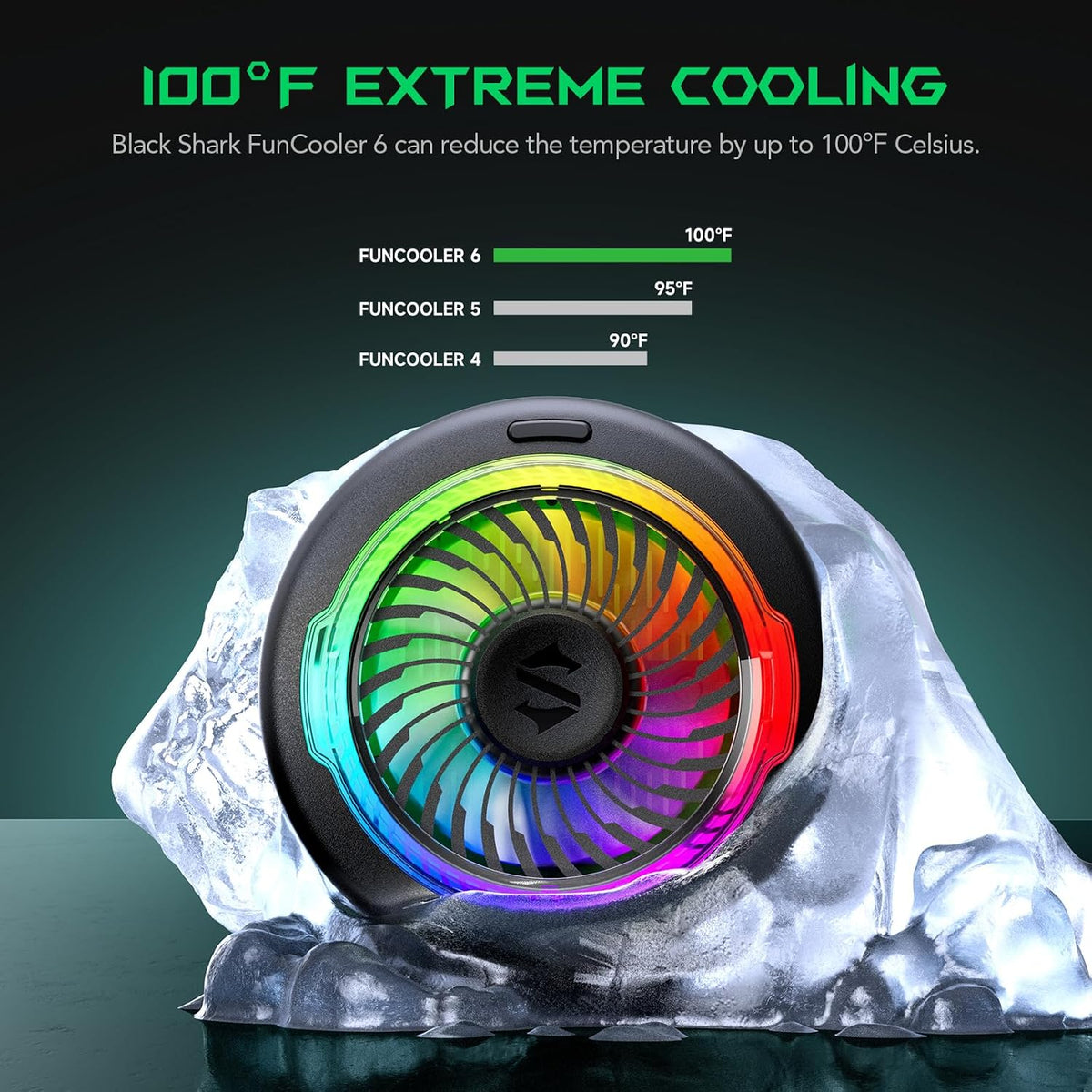 Black Shark FunCooler 6 - Enfriador magnético para teléfono celular para juegos, ventilador de refrigeración portátil para teléfono móvil con luz RGB, radiador de teléfono celular controlado por