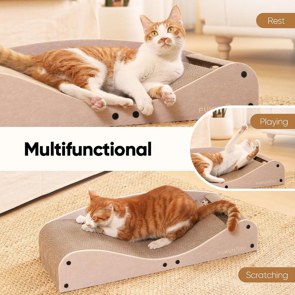 FUKUMARU Cama rascador de cartón para gatos, almohadilla extra grande de